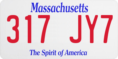 MA license plate 317JY7