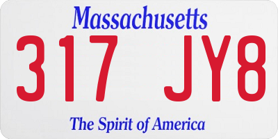 MA license plate 317JY8