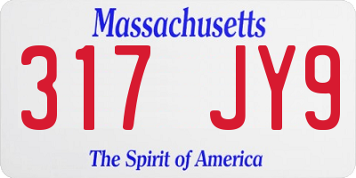 MA license plate 317JY9