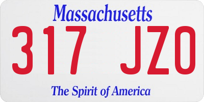 MA license plate 317JZ0