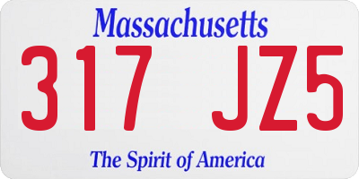 MA license plate 317JZ5