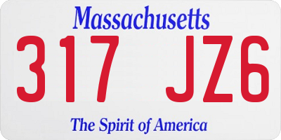 MA license plate 317JZ6