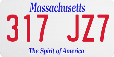 MA license plate 317JZ7