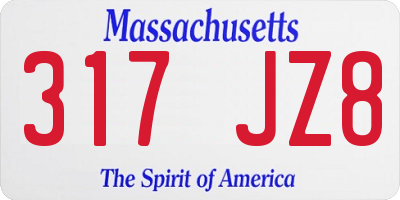 MA license plate 317JZ8