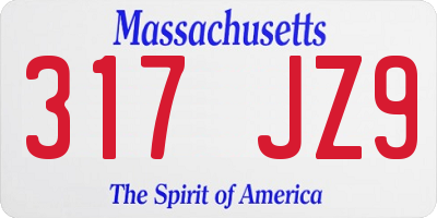 MA license plate 317JZ9