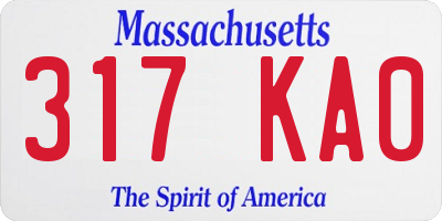 MA license plate 317KA0