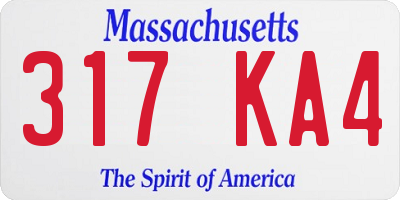 MA license plate 317KA4
