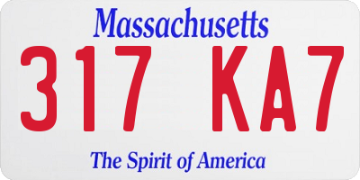MA license plate 317KA7