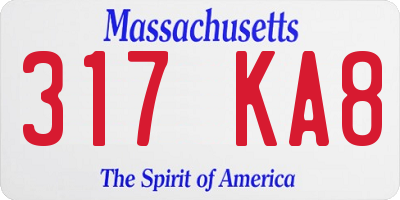 MA license plate 317KA8