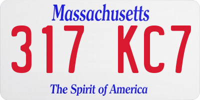 MA license plate 317KC7