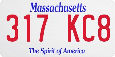 MA license plate 317KC8