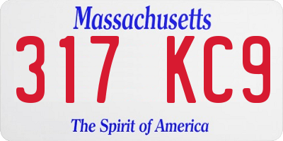 MA license plate 317KC9