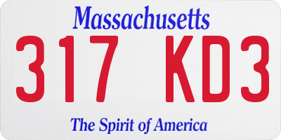 MA license plate 317KD3