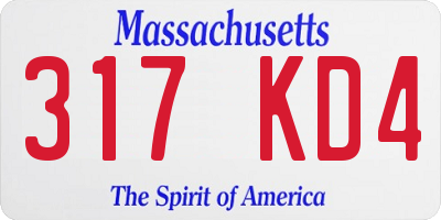 MA license plate 317KD4