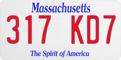 MA license plate 317KD7