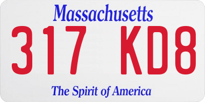 MA license plate 317KD8