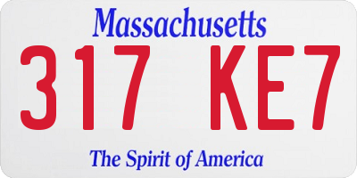 MA license plate 317KE7