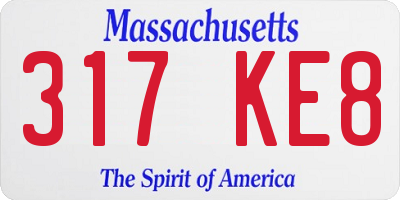MA license plate 317KE8