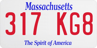 MA license plate 317KG8