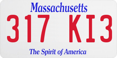 MA license plate 317KI3
