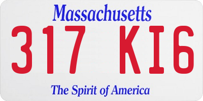 MA license plate 317KI6