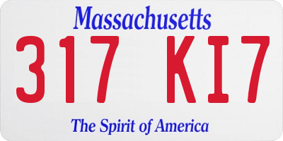 MA license plate 317KI7