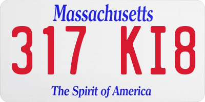 MA license plate 317KI8