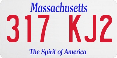 MA license plate 317KJ2