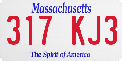 MA license plate 317KJ3
