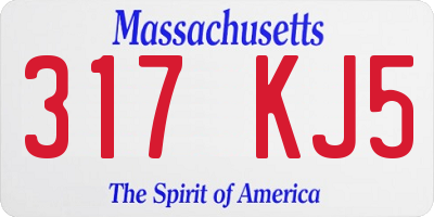 MA license plate 317KJ5
