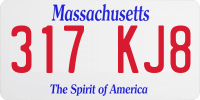MA license plate 317KJ8