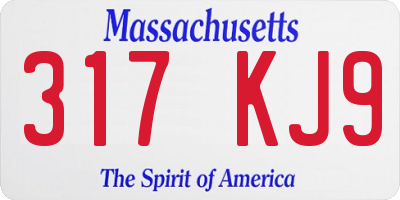 MA license plate 317KJ9
