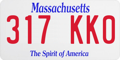 MA license plate 317KK0