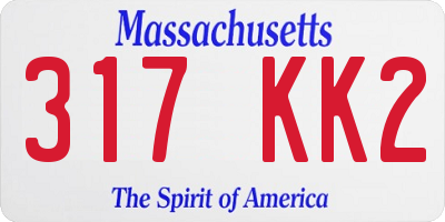 MA license plate 317KK2