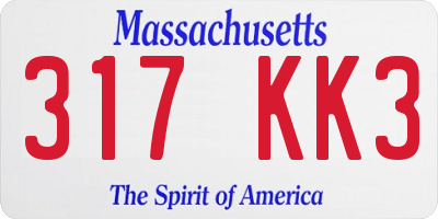MA license plate 317KK3