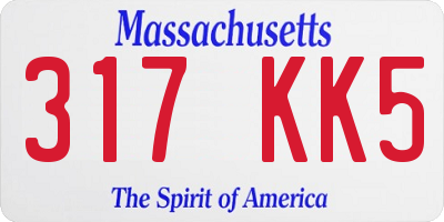MA license plate 317KK5