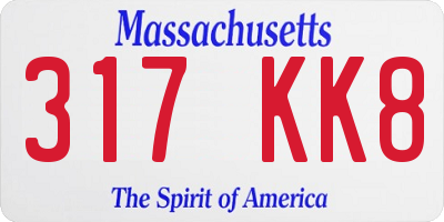 MA license plate 317KK8