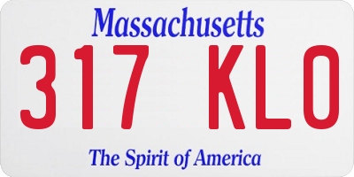 MA license plate 317KL0