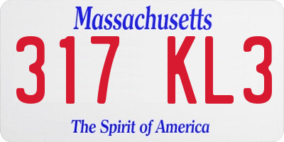 MA license plate 317KL3