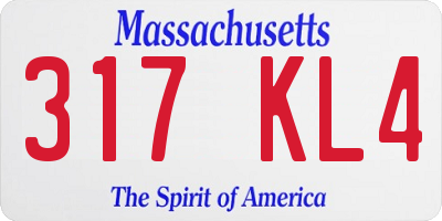 MA license plate 317KL4