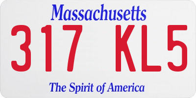 MA license plate 317KL5