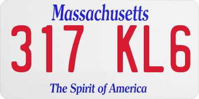 MA license plate 317KL6