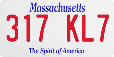 MA license plate 317KL7