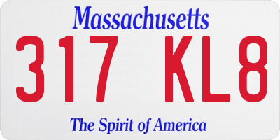 MA license plate 317KL8
