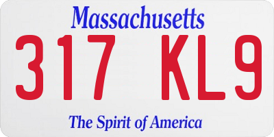 MA license plate 317KL9