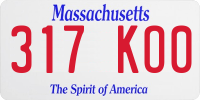 MA license plate 317KO0