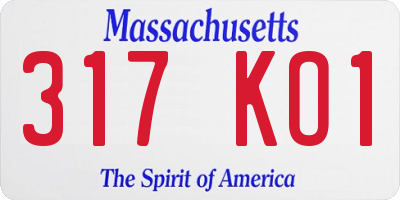 MA license plate 317KO1