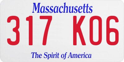MA license plate 317KO6