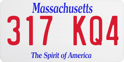 MA license plate 317KQ4