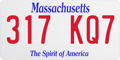 MA license plate 317KQ7